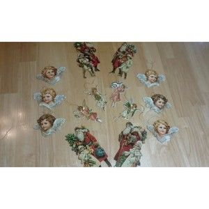Vintage 1984 Christmas Merrimack Die Cut Ornaments Victorian Style Lot of 14